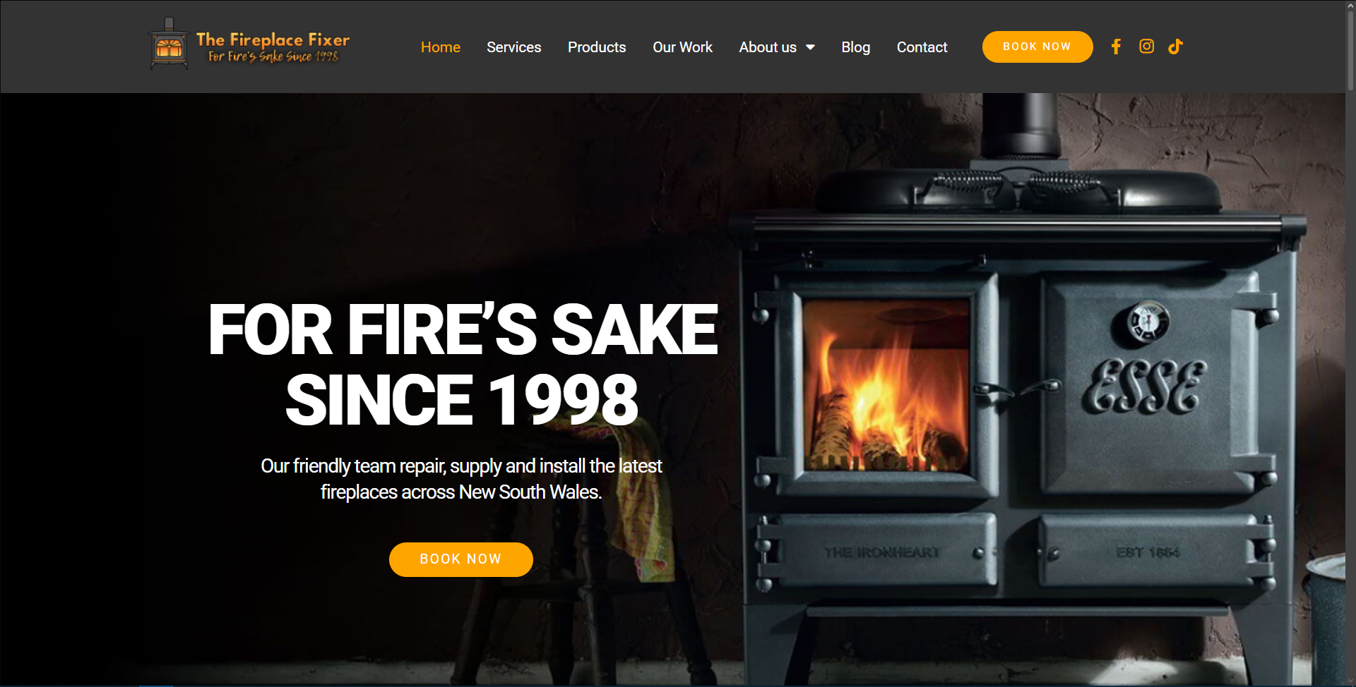 The Fireplace Fixer service website design for fireplace repairs and installations in the Hunter Valley